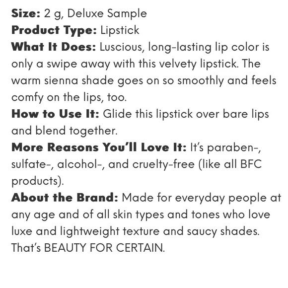 +FREE! Gift w/ Purchase! NEW Mini Warm Sienna Color Lipstick in #17 - Picture 7 of 9